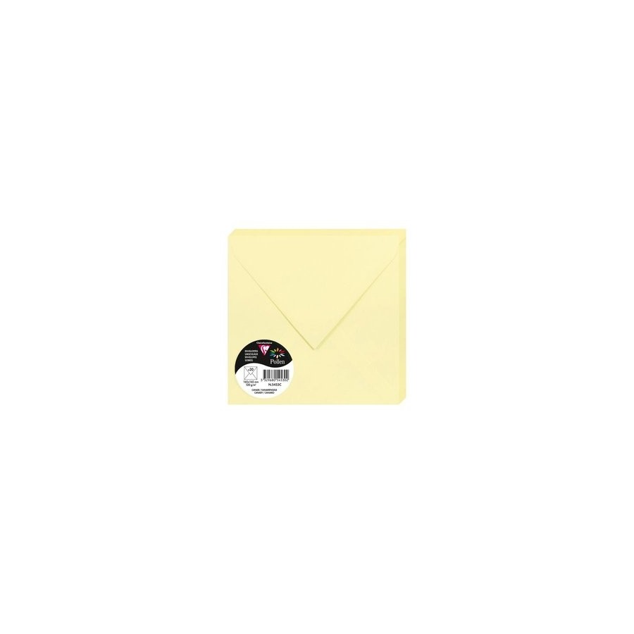 SOBRE CLAIREFONTAINE POLLEN 165x165 120g AMARILLO CANARIO PAQUETE DE 20