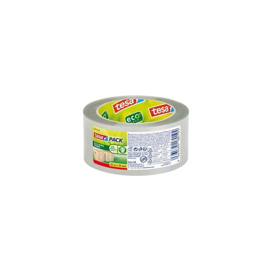 CINTA de EMBALAJE TESA PET ECO & ULTRA STRONG rollo 66x50 TESAPACK TRANSPARENTE