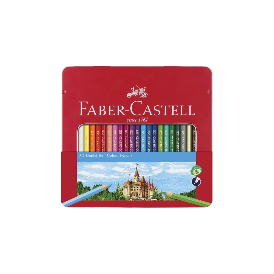 LAPICES de COLORES FABER-CASTELL  estuche de METAL de 24