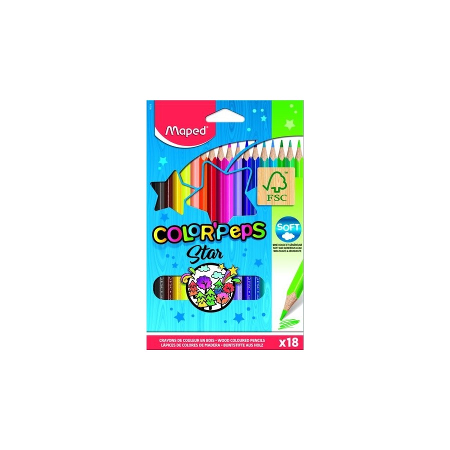 LAPICES de COLORES MAPED COLOR"PEPS  estuche de 18