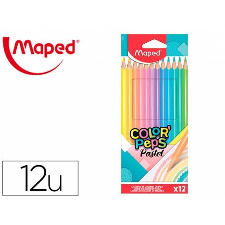 LAPICES de COLORES MAPED COLOR"PEPS PASTEL estuche de 12