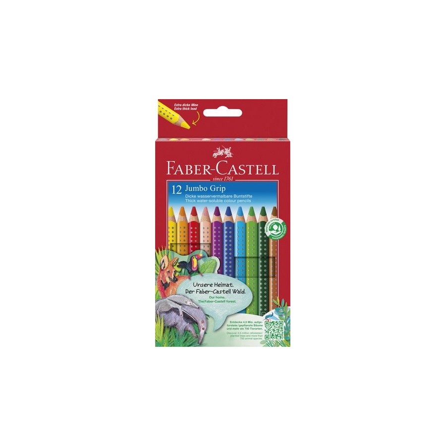 LAPICES ACUARELABLES FABER-CASTELL JUMBO GRIP estuche de 12