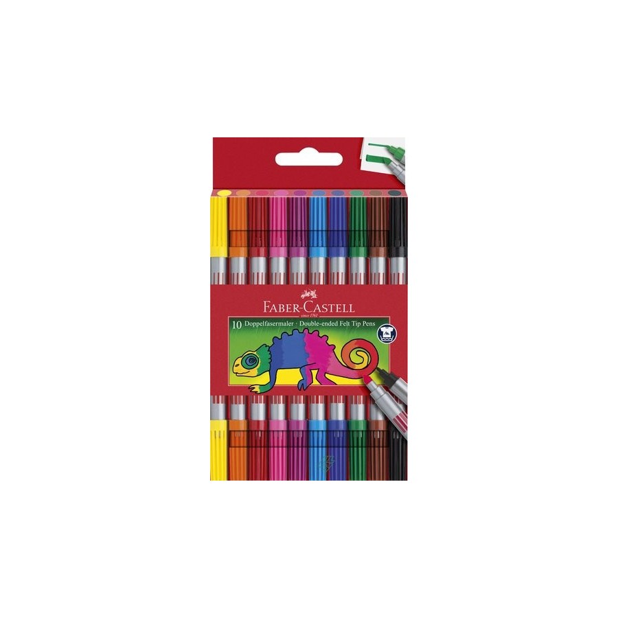 ROTULADOR FIBRA FABER-CASTELL DOBLE PUNTA CAJA de 10