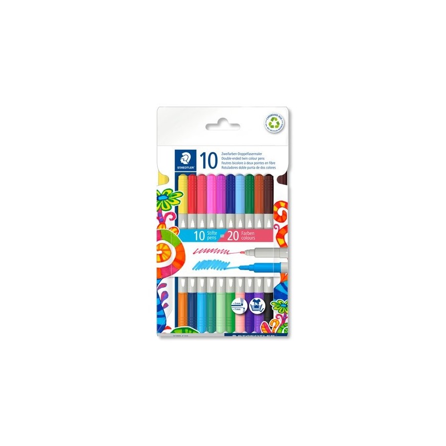 ROTULADOR FIBRA STAEDTLER  3280 DOBLE PUNTA NORIS CAJA CARTON de 10