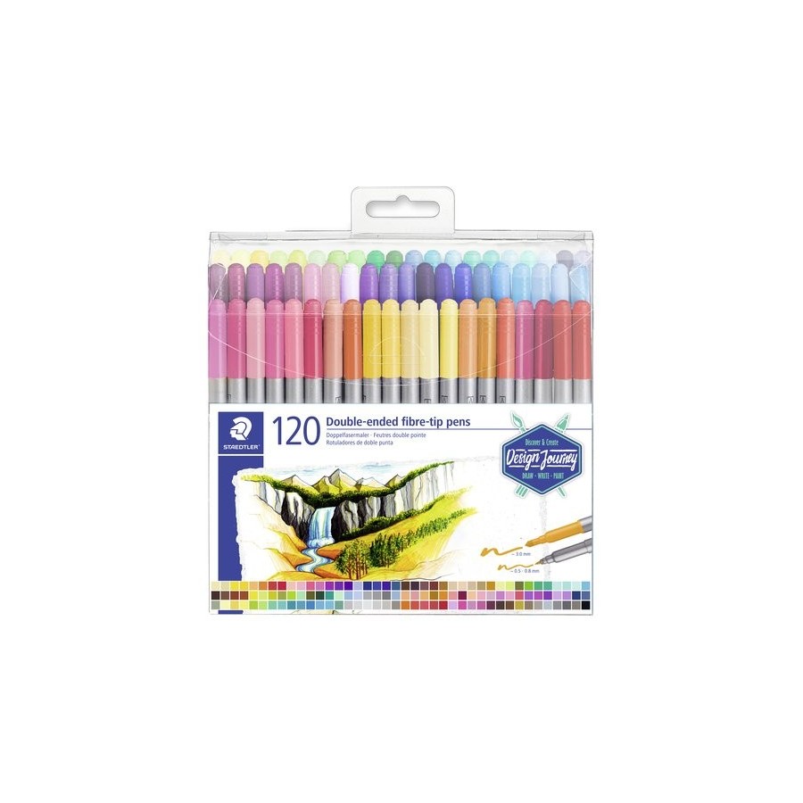 ROTULADOR FIBRA STAEDTLER 3200 DESIGN JOURNEY DOBLE PUNTA ESTUCHE de 120