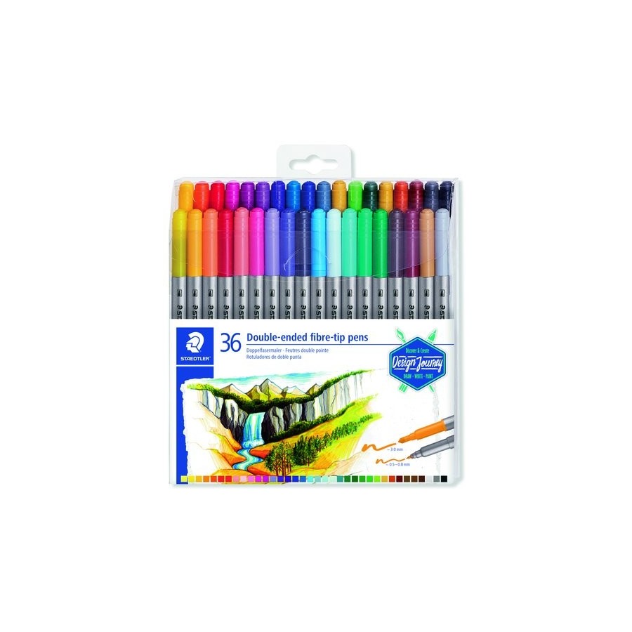 ROTULADOR FIBRA STAEDTLER 3200 DESIGN JOURNEY DOBLE PUNTA ESTUCHE de 36