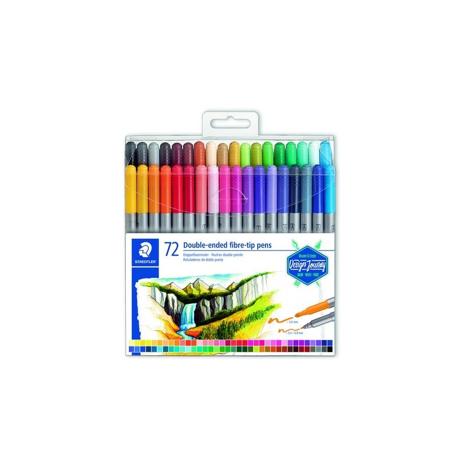 ROTULADOR FIBRA STAEDTLER 3200 DESIGN JOURNEY DOBLE PUNTA ESTUCHE de 72