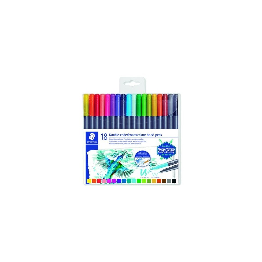 ROTULADOR FIBRA STAEDTLER 3001 DESIGN JOURNEY DOBLE PUNTA ESTUCHE de 18