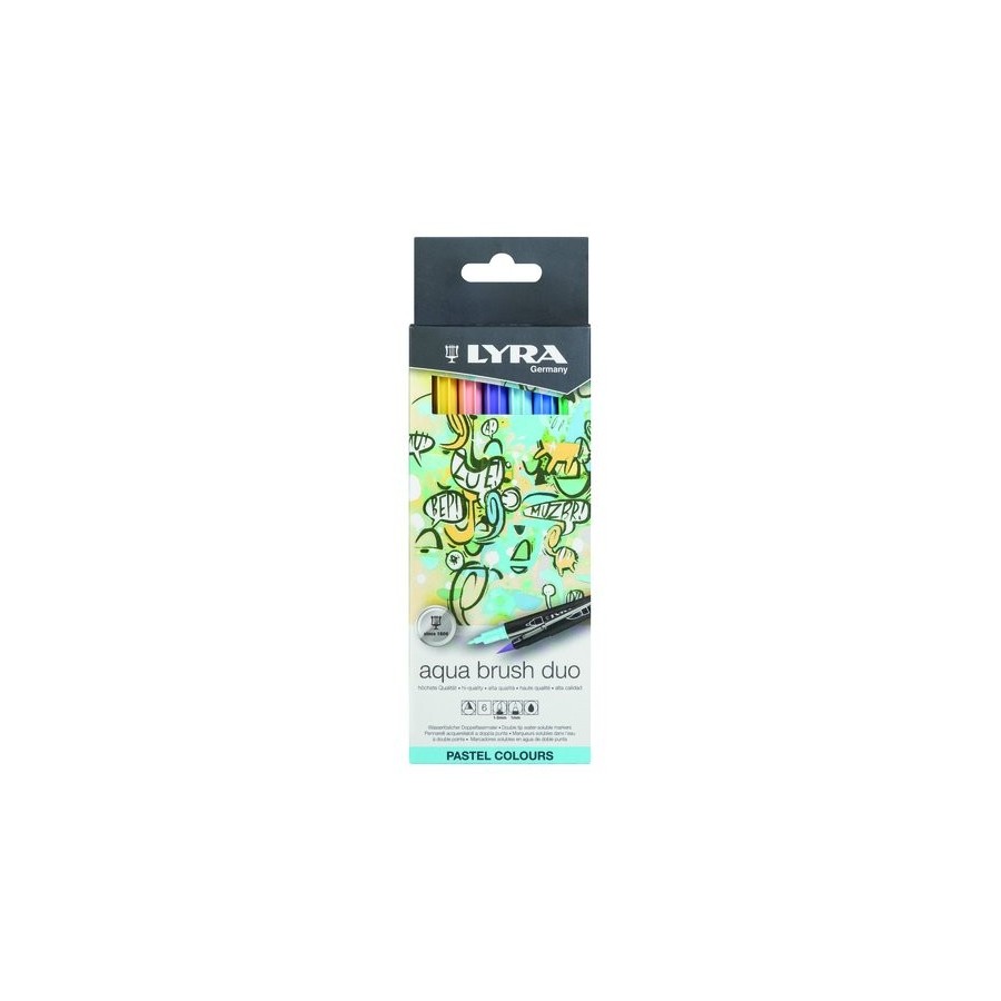 ROTULADOR LYRA AQUA BRUSH DUO TONOS PASTEL ESTUCHE de 6