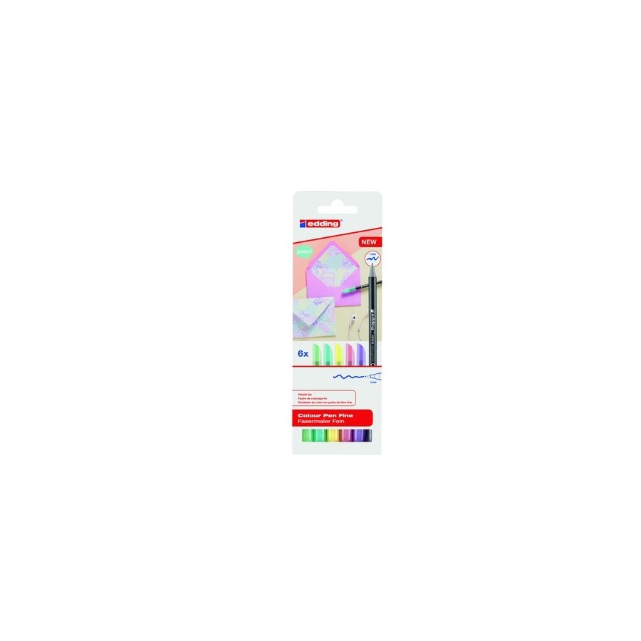 ROTULADOR FIBRA EDDING 1200  PASTEL ESTUCHE de 6