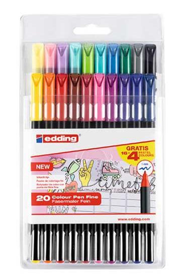 ROTULADOR FIBRA EDDING 1200 ESTUCHE de 20 (16 + 4 pastel S/C)
