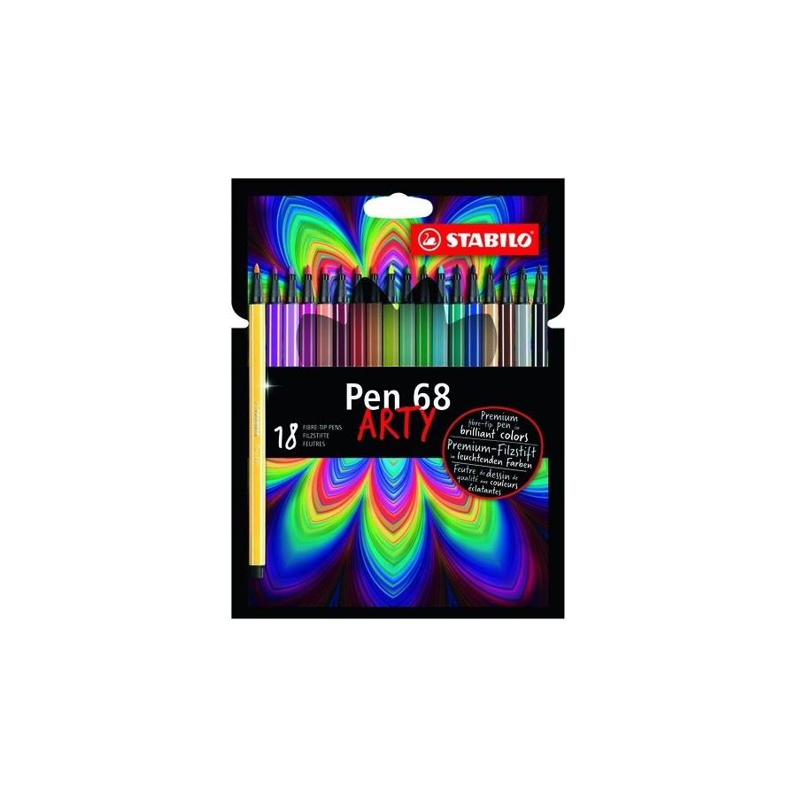 ROTULADOR FIBRA STABILO PEN 68 ARTY LINE CAJA CARTON de 18