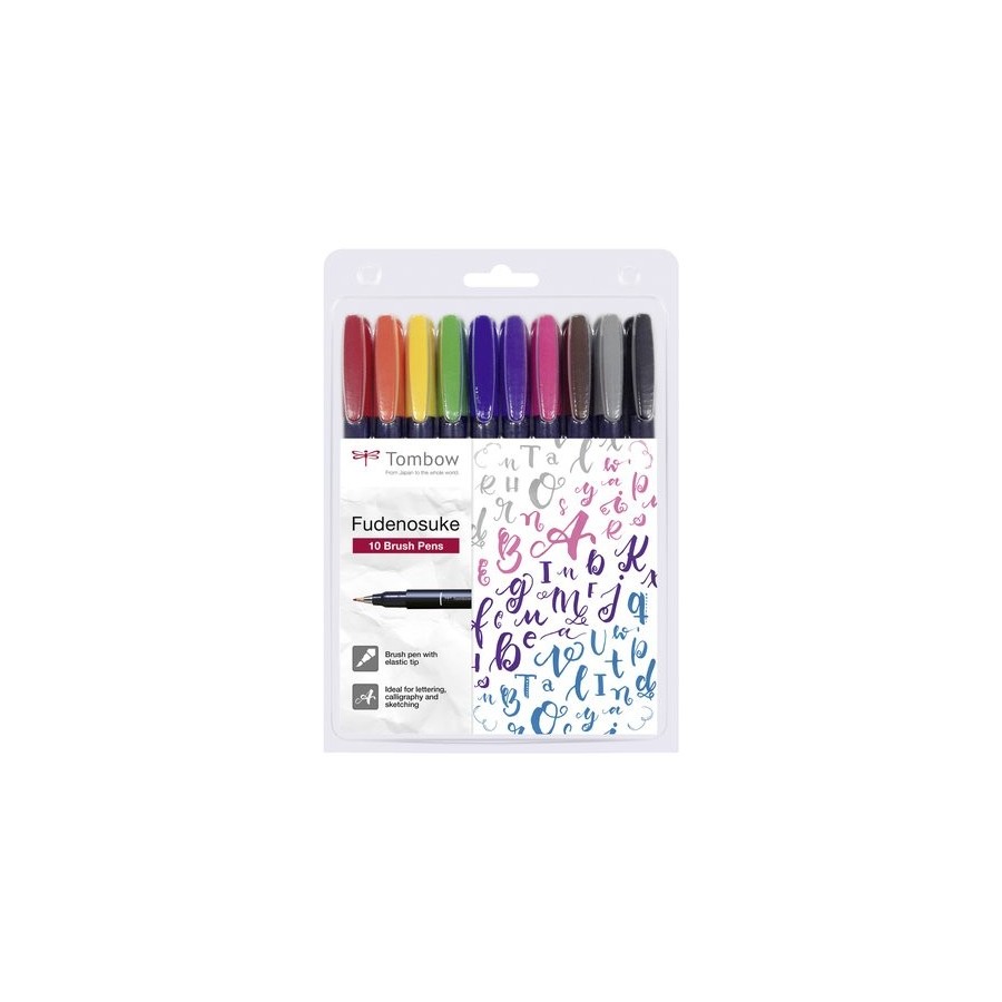ROTULADOR TOMBOW CALIGRAFIA FUDENOSUKE PUNTA DURA ESTUCHE DE 10
(negro, amarillo, verde, azul, violeta, rosa, rojo, naranja, marron y gris)
