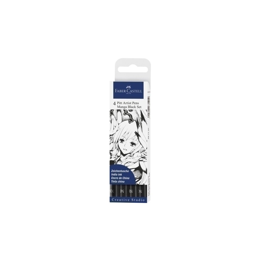 ROTULADOR FIBRA FABER-CASTELL PITT MANGA ESTUCHE DE 4 (TONOS NEGROS XS, S, F y B)