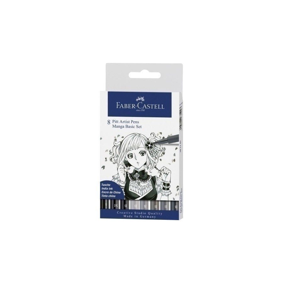 ROTULADOR FIBRA FABER-CASTELL PITT MANGA ESTUCHE DE 8 (NEGRO Y GRIS)