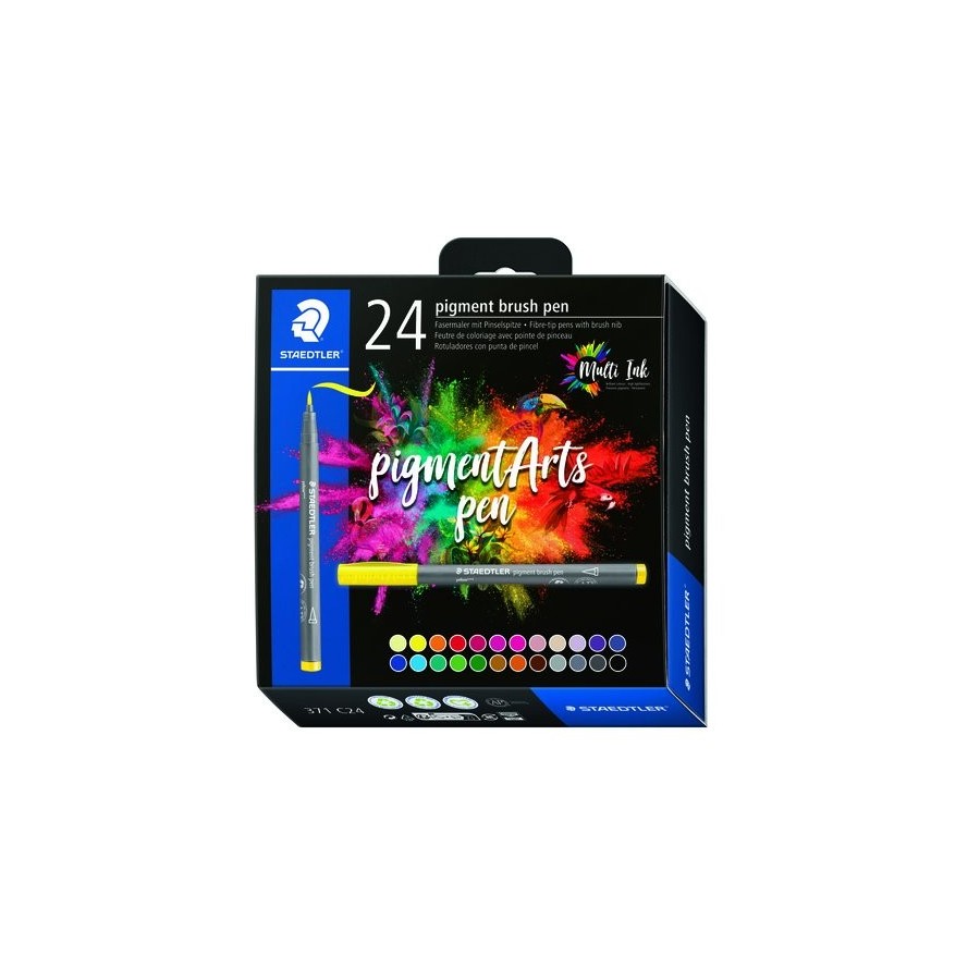 ROTULADOR FIBRA STAEDTLER PIGMENT ARTS PEN PUNTA PINCEL ESTUCHE de 24