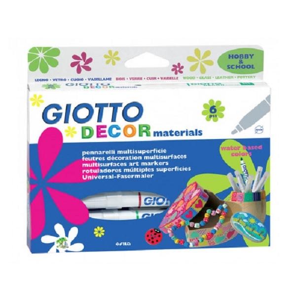 ROTULADOR FIBRA GIOTTO DECOR MATERIALS ESTUCHE de  6