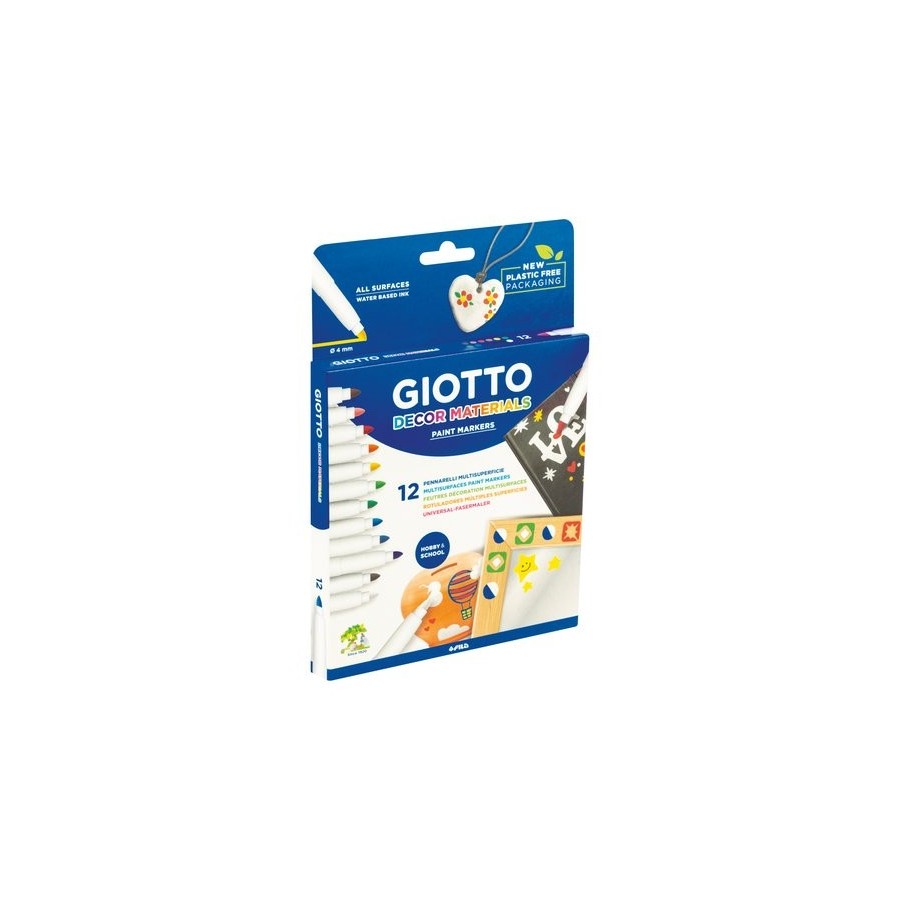 ROTULADOR FIBRA GIOTTO DECOR MATERIALS ESTUCHE de 12