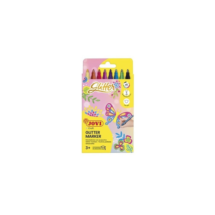 ROTULADOR JOVI GLITTER ESTUCHE de 8 SURTIDO