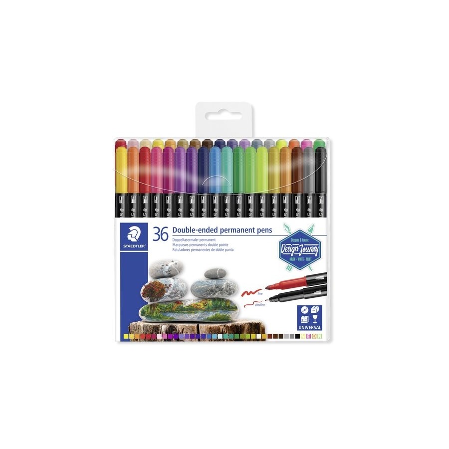 ROTULADOR PERMANENTE STAEDTLER 3187 DESIGN JOURNEY DOBLE PUNTA ESTUCHE de 36