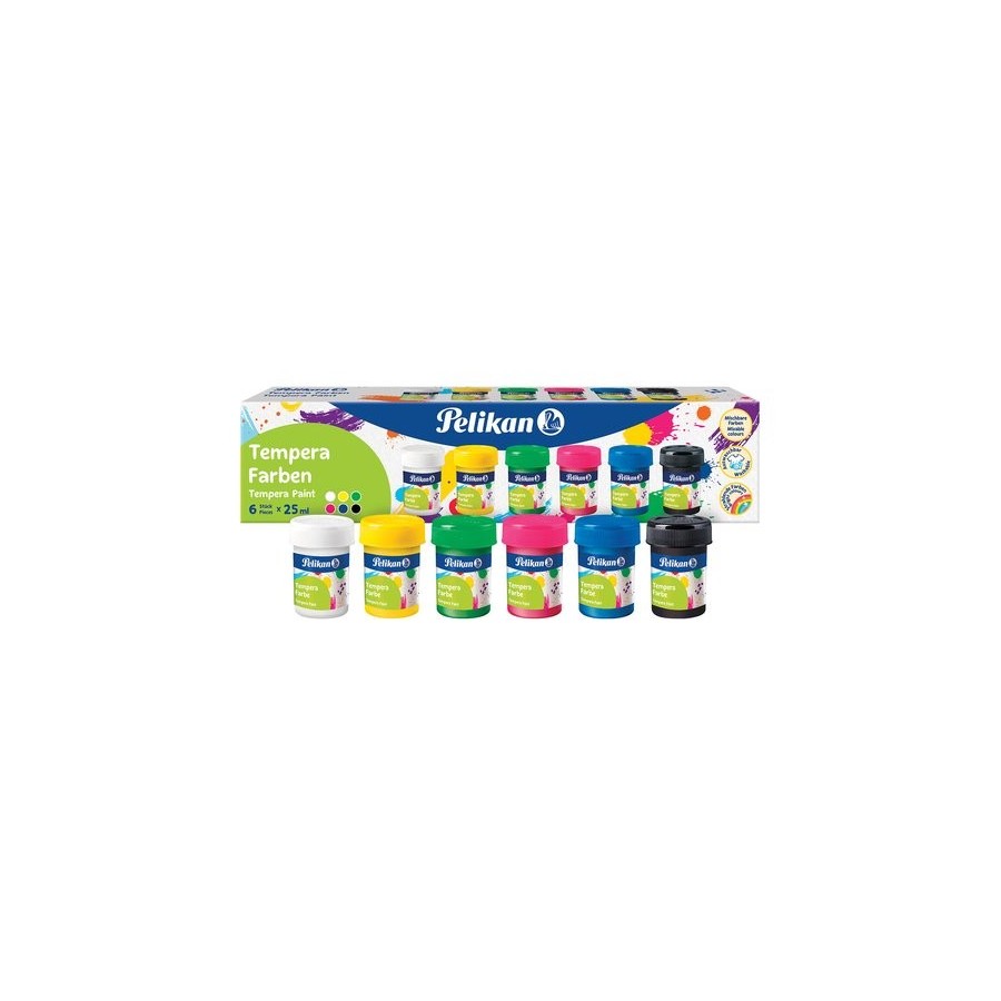 TEMPERA PELIKAN 25 ml (bote) 741/6 ESTUCHE de 6 COLORES BASICOS (804882)