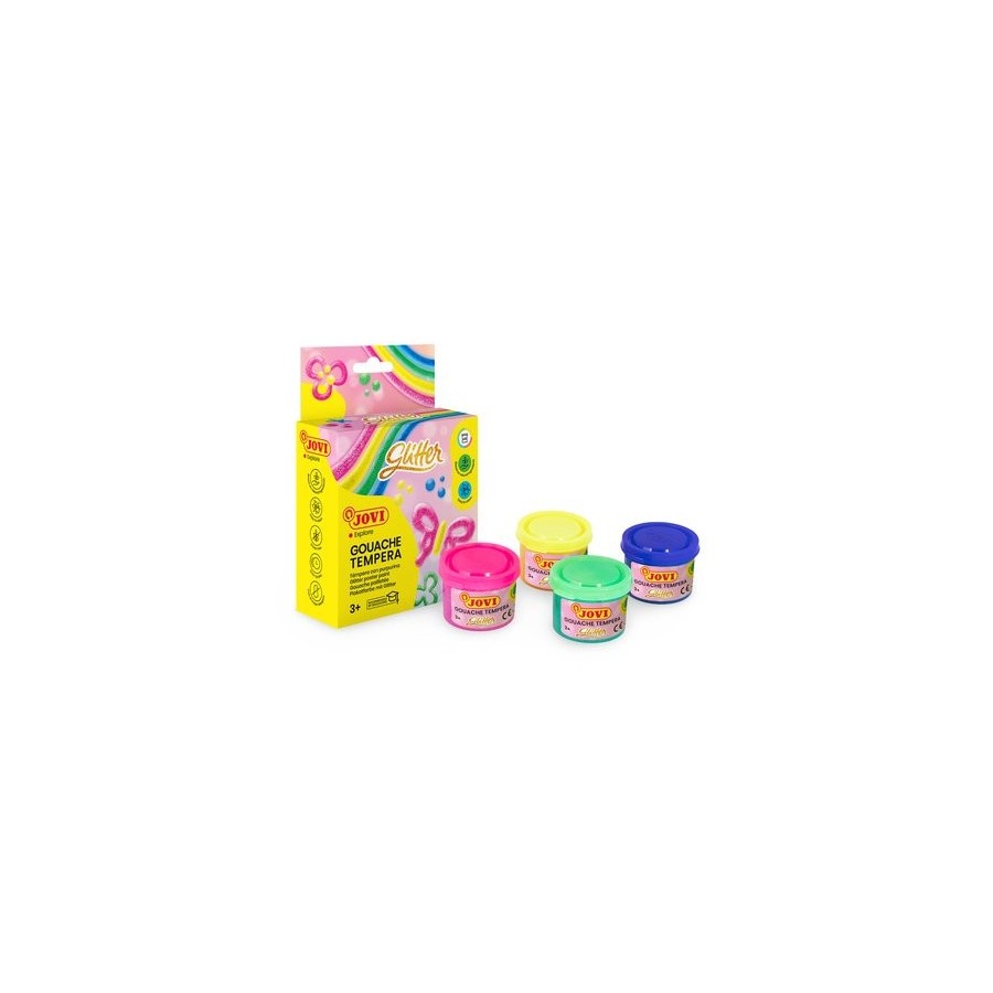 TEMPERA JOVI GLITTER  35 ml (bote) ESTUCHE de 4