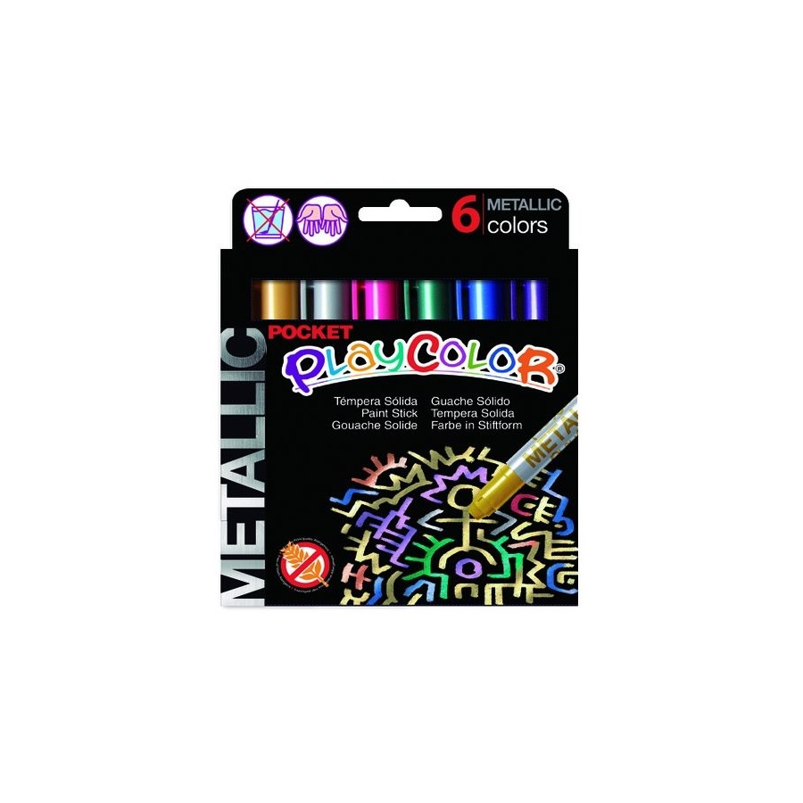 TEMPERA SOLIDA PLAYCOLOR METALLIC POCKET 5Gr. ESTUCHE de 6 COLORES