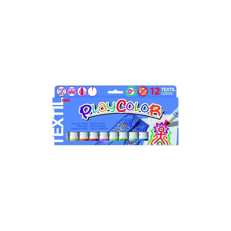 TEMPERA SOLIDA PLAYCOLOR TEXTIL ONE 10Gr. ESTUCHE de 12 COLORES