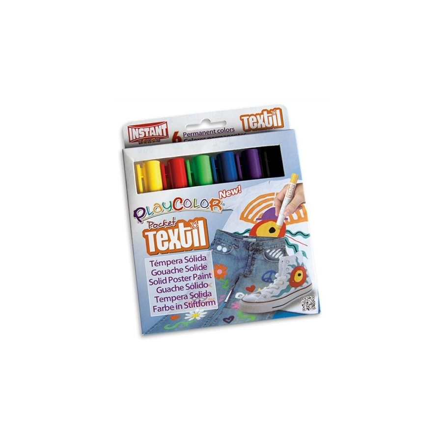 TEMPERA SOLIDA PLAYCOLOR TEXTIL POCKET 5Gr. ESTUCHE de 6 COLORES