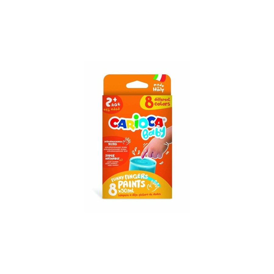 PINTURA de DEDOS CARIOCA BABY 50 ml (bote) ESTUCHE de 8