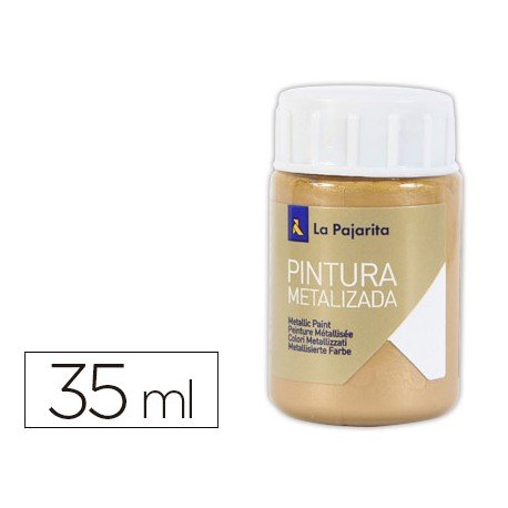 PINTURA LATEX LA PAJARITA METALIZADA 35 ml (bote) ORO DUCADO ME-04