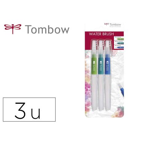 PINCEL DE AGUA TOMBOW WATER BRUSH SURTIDO BLISTER DE 3 (punta fina, media y plana)