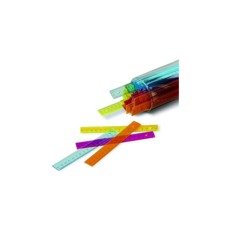 REGLAS FAIBO PLASTICO FLUOR TRANSPARENTES 16cm BOTE DE 100