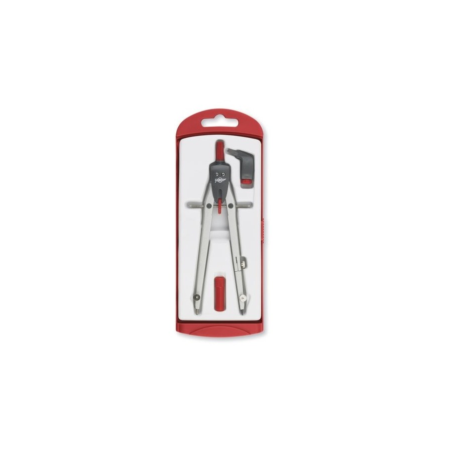 COMPAS FAIBO ESCOLAR MINAS Y ADAPTADOR UNIVERSAL SERIE DISEÑO ROJO