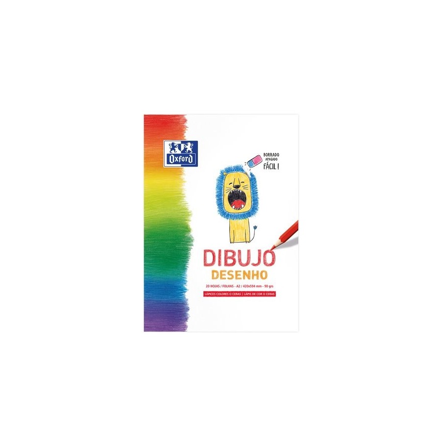 BLOC DE DIBUJO OXFORD KIDS ENCOLADO LISO A2 90g 20h