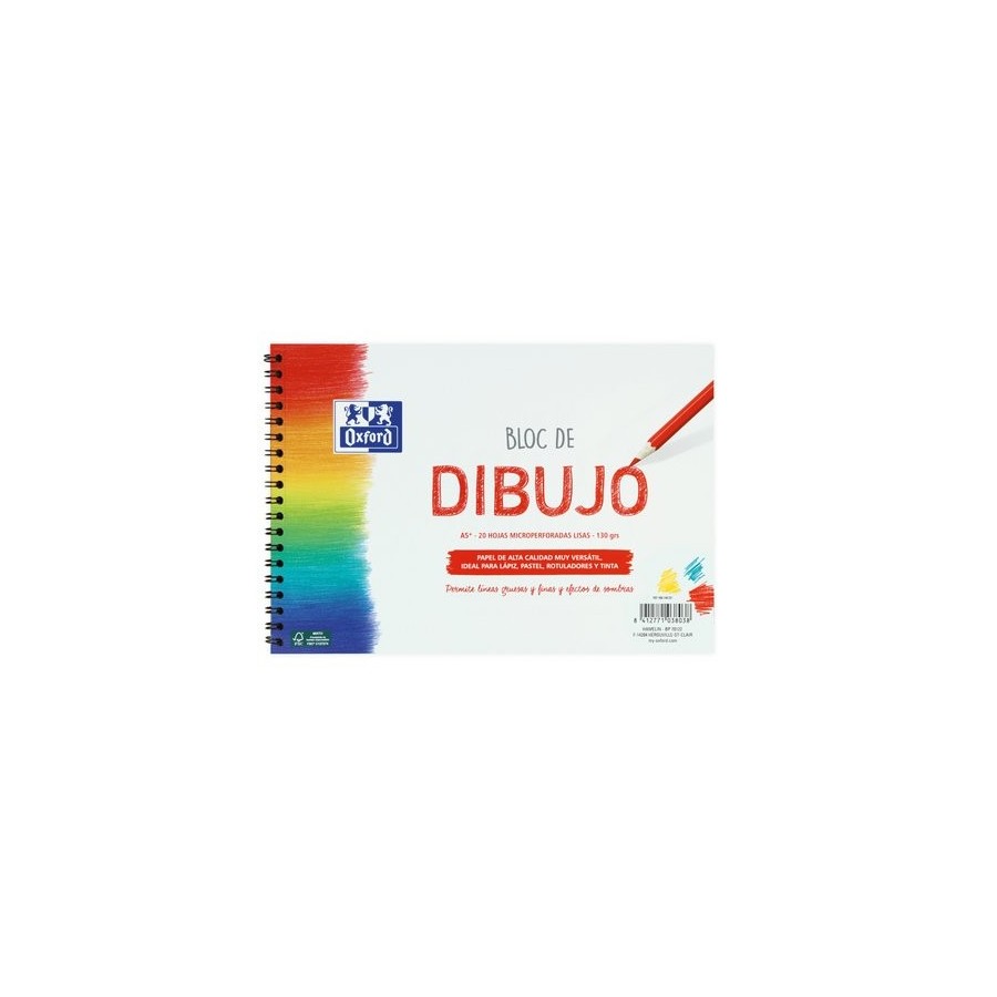 BLOC DE DIBUJO OXFORD CON ESPIRAL LISO A5+ 130g 20h (rojo)