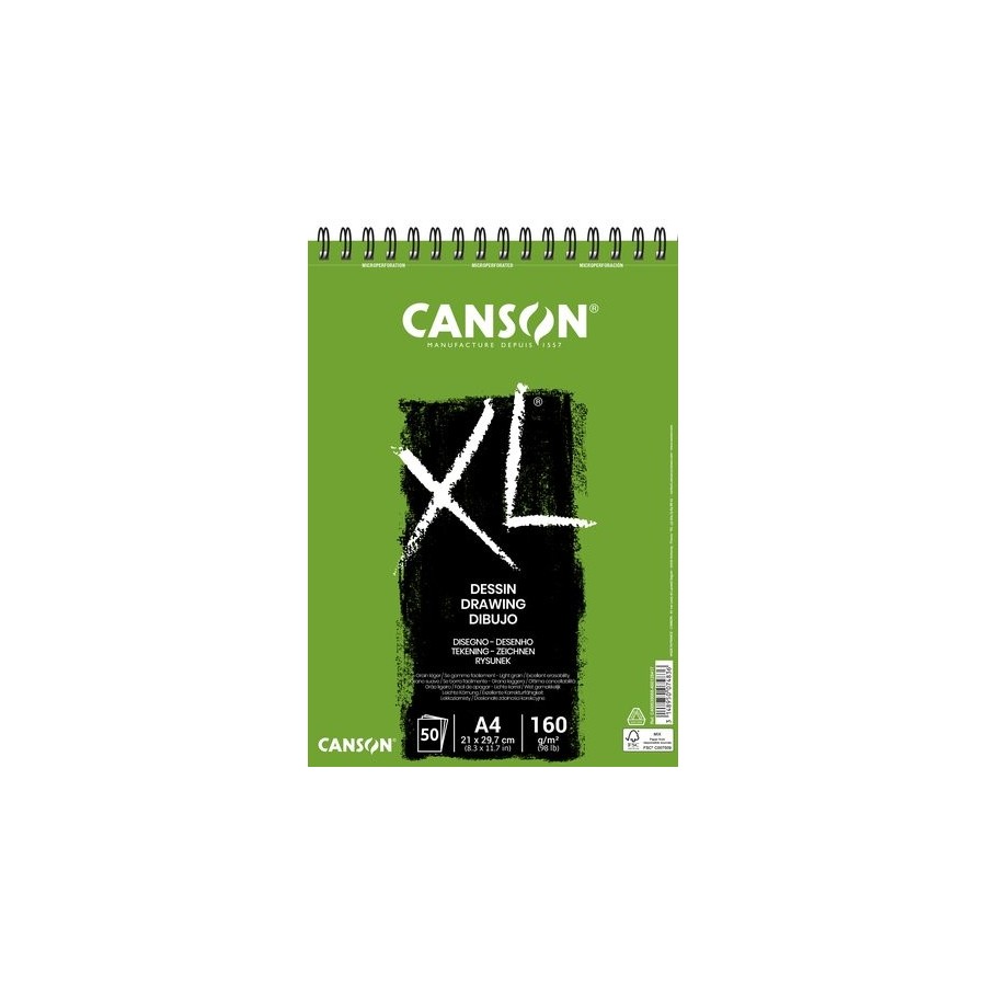 BLOC DE DIBUJO CANSON XL DESSING CON ESPIRAL GRANO FINO A4 160g 50h