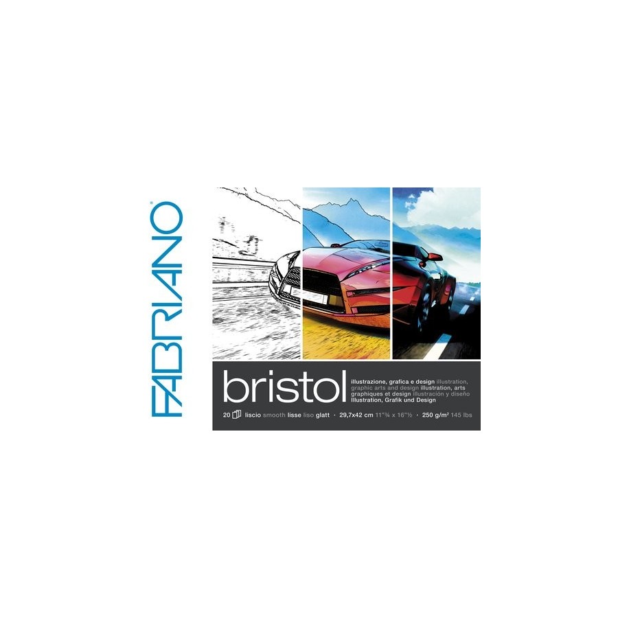 BLOC DE DIBUJO FABRIANO BRISTOL ILLUSTRAZIONE ENCOLADO A3 250g 20h