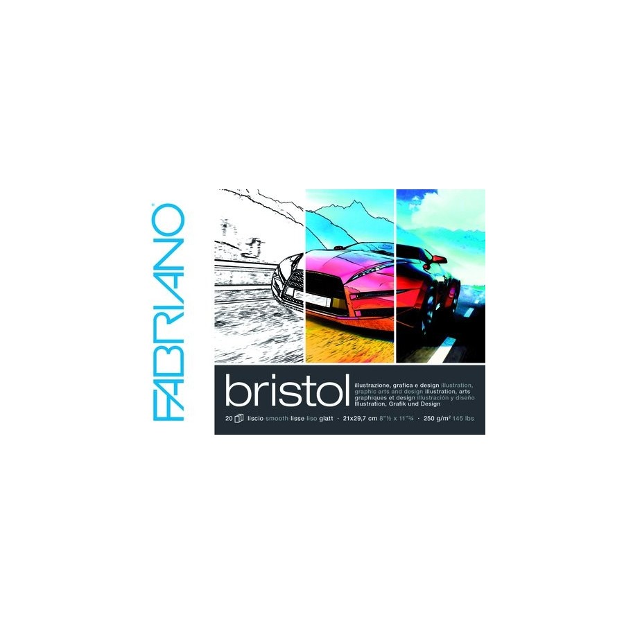 BLOC DE DIBUJO FABRIANO BRISTOL ILLUSTRAZIONE ENCOLADO A4 250g 20h