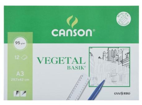 LAMINA GUARRO-CANSON VEGETAL BASIK A3 95g MINI-PACK de 12