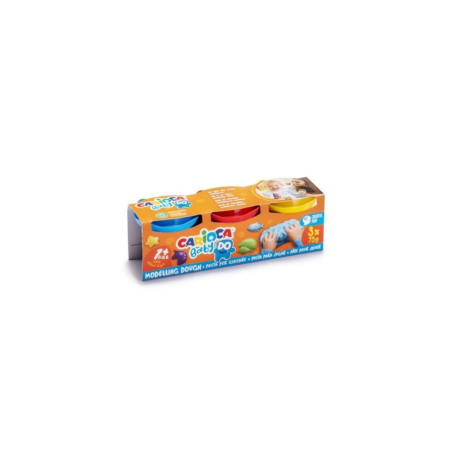 PLASTILINA CARIOCA BABY DOUGH VASITOS 75 gr. CAJA de 3