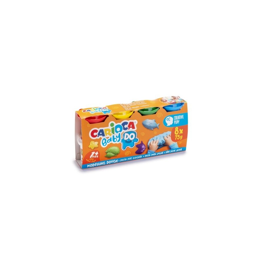 PLASTILINA CARIOCA BABY DOUGH VASITOS 75 gr. CAJA de 8