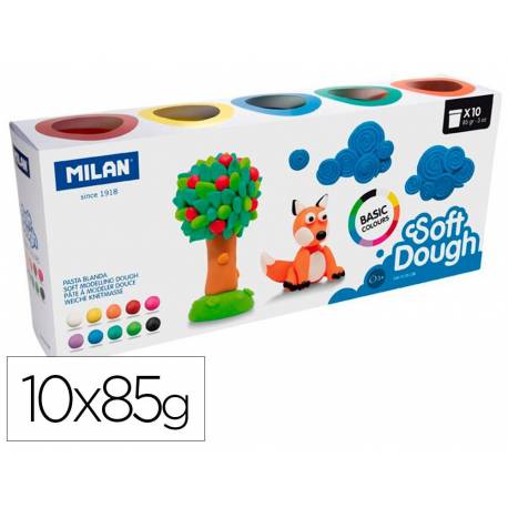 PASTA MODELAR MILAN SOFT DOUGH BASICOS CAJA de 10 (botes de 85 gr.)