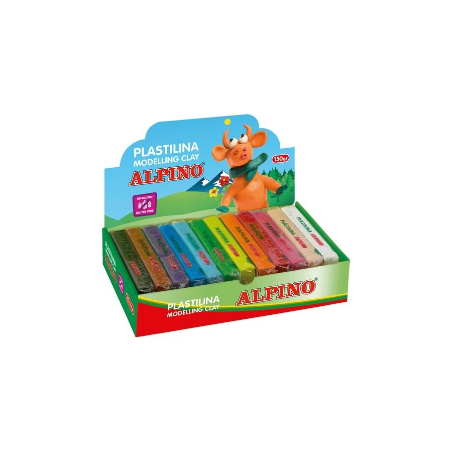 PLASTILINA ALPINO STANDARD 150.GR CAJA 12 SURTIDAS