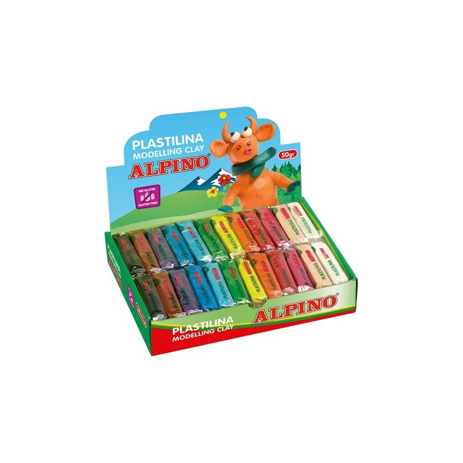 PLASTILINA ALPINO STANDARD 50.GR CAJA 24 SURTIDAS