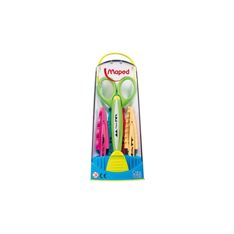 TIJERAS ESCOLARES MAPED RECORTES CREATIVOS CREA CUT (FIBRA de VIDRIO) ESTUCHE DE 1+ 5 CORTES