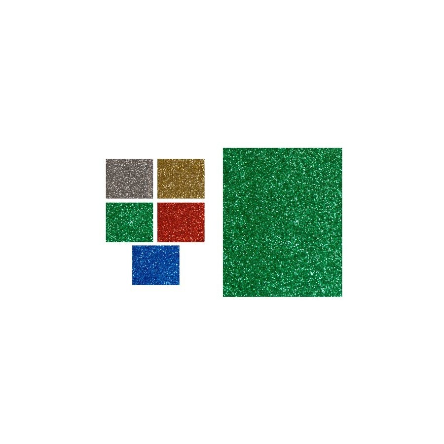 GOMA EVA FIXO KIDS HOJA 22x30 cm PURPURINA VERDE PAQUETE de 5