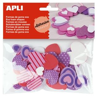 GOMA EVA APLI FORMAS ADHESIVAS CORAZONES BOLSA de 40