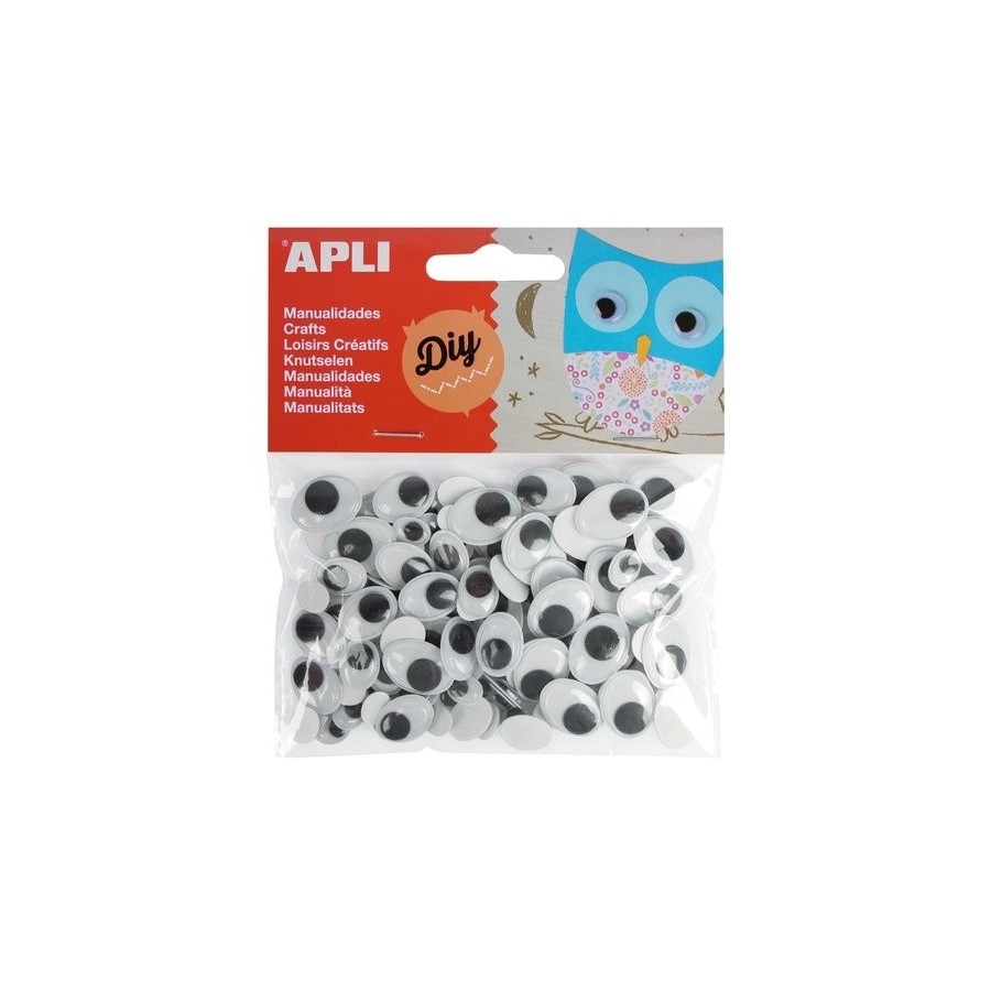 OJOS MOVILES APLI OVALADOS NEGRO BOLSA de 100