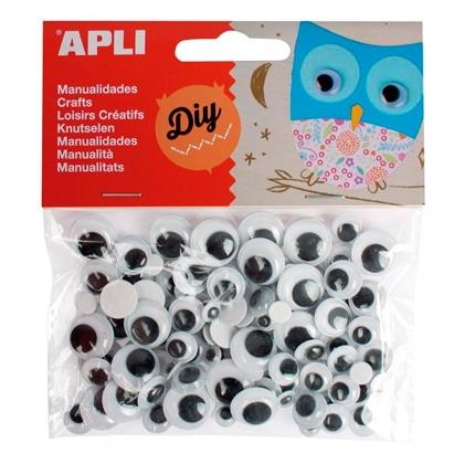 OJOS MOVILES APLI REDONDOS NEGRO BOLSA de 100